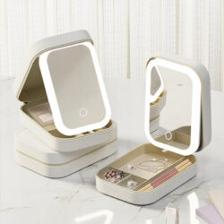 Portable LED Makeup Organizer with Mirror