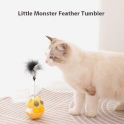 Rotating Feather Cat Toy with Roller Ball
