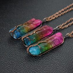 Stone Crystal Tree of Life Pendant