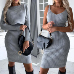 Women's 2-Piece Striped Skirt Set